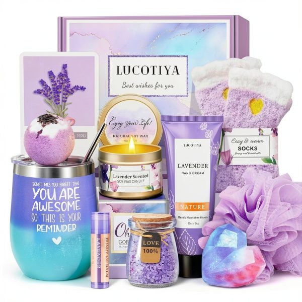 LUCOTIYA Purple Insulated Tumbler Gift Set 7-Piece with Lavender-0