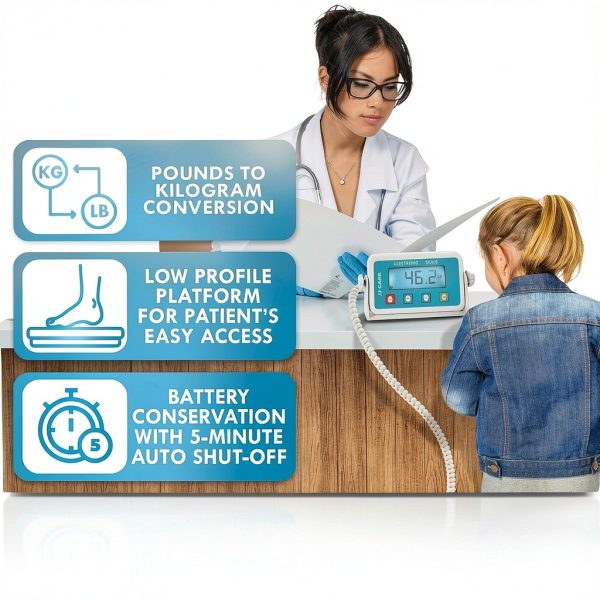 JJ CARE Heavy Duty Portable Physician Scale with Mountable LCD Display-3